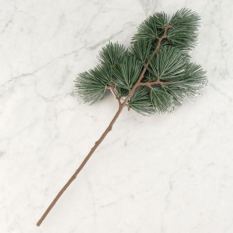 Новогоднее украшение Заснеженная сосновая ветка Snow Pine Stem Green White 58 cm