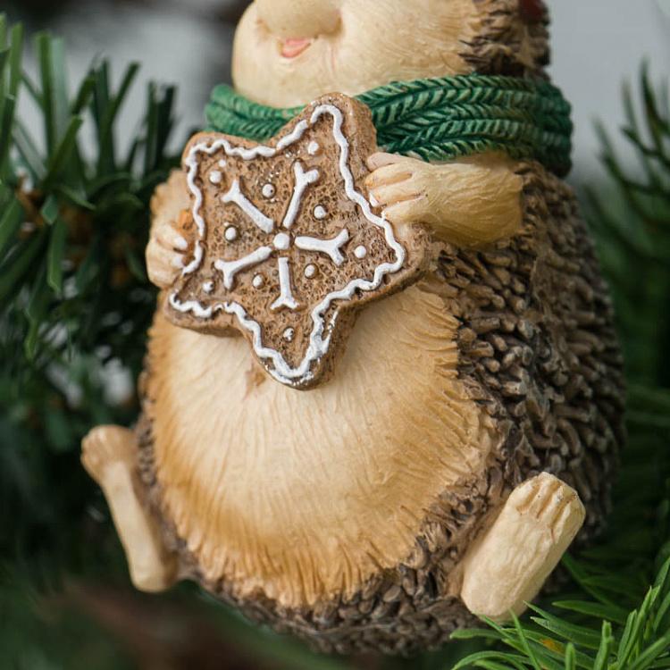 Набор из двух ёлочных игрушек Ёжики с имбирным печеньем Set Of 2 Xmas Hedgehogs With Ginger 8,5 cm