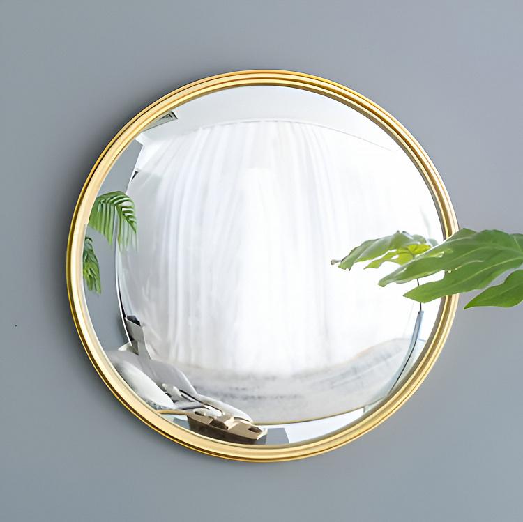 Круглое выпуклое зеркало в золотистой раме, L Gold Frame Convex Mirror Large