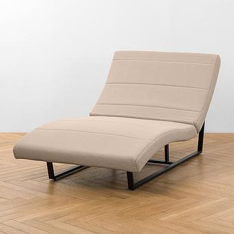 Садовый шезлонг-лежак Wave Lounger, Black акриловая ткань Almond