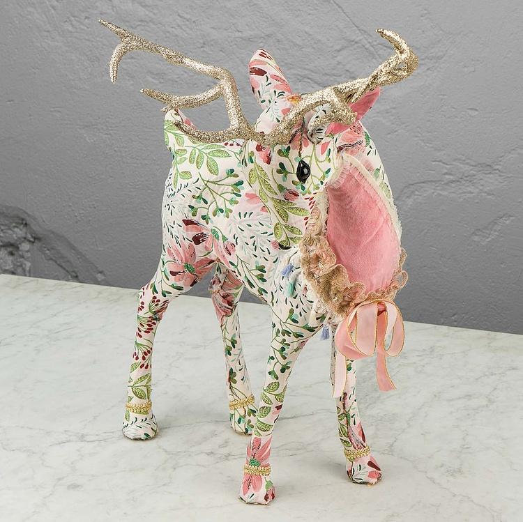 Статуэтка Олень с цветочным узором и золотыми рогами Floral Deer With Golden Horns