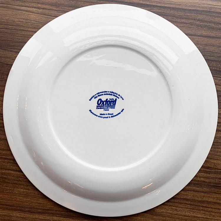 Винтажная тарелка белая с голубым мотивом 8, L Vintage Plate Blue White Large 8