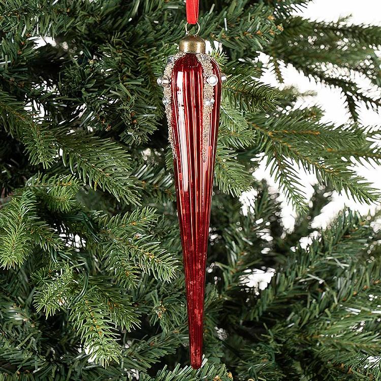 Ёлочная игрушка Красная сосулька Icicle Red 22 cm