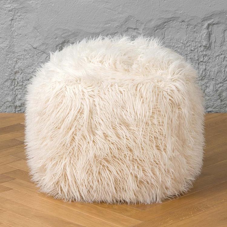 Пуфик Alaska Square Pouf Small искусственный мех Mongolia Cream - ракурс 2