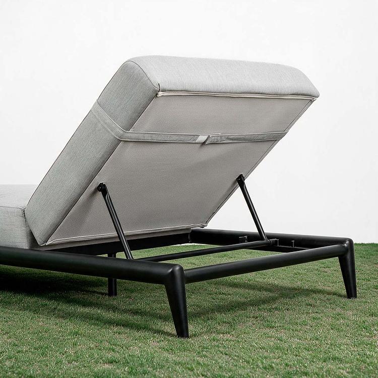 Садовый шезлонг-лежак Dune Lounger, Black акриловая ткань Lead Chine - ракурс 7