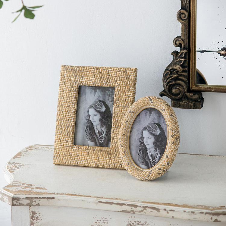 Овальная рамка для фото с кирпичным узором Yellow Brick Round Photo Frame