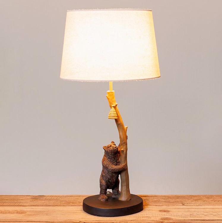 Настольная лампа с бежевым абажуром Мишка и мёд  Bear Honey Table Lamp With Shade