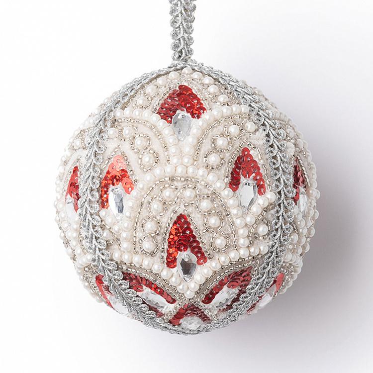 Pearls Ornament Ball Silver 10 cm