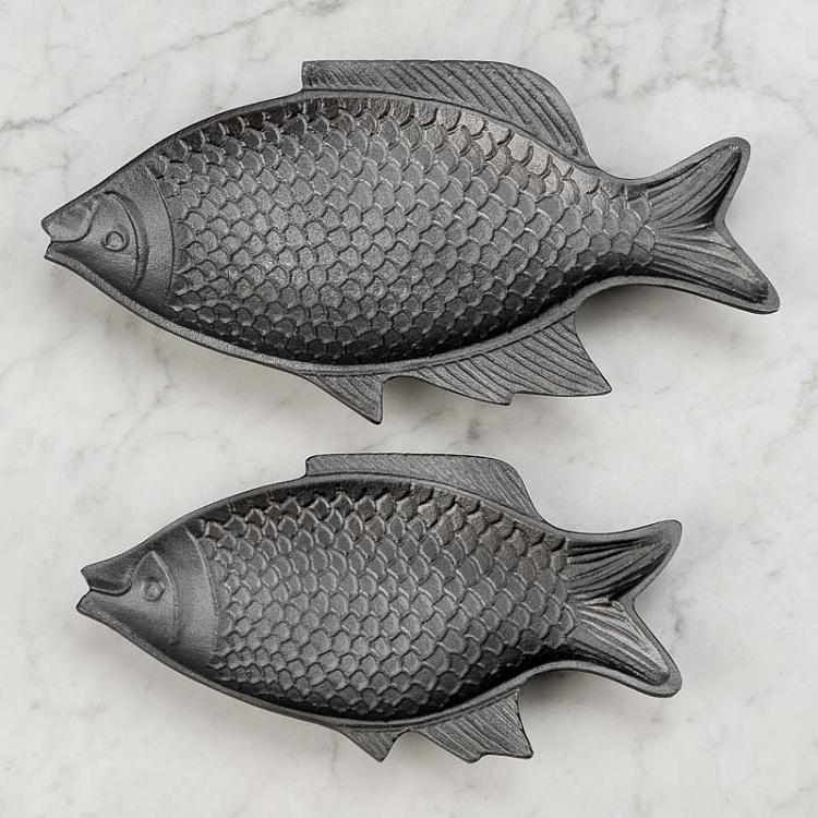 Набор из двух блюд Бронзовые рыбы Set Of 2 Fish Bronze Trays