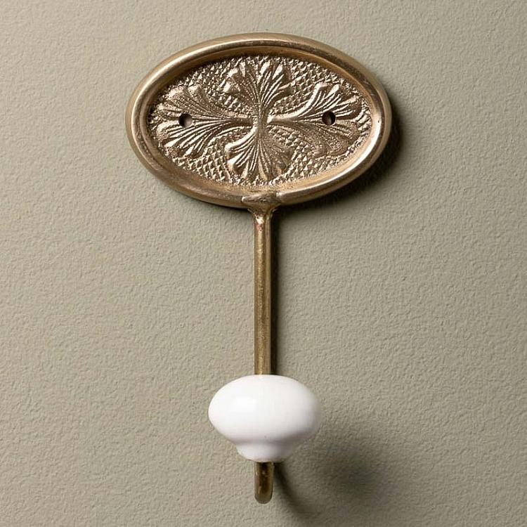 Однорожковый крючок Цветочный Oval Flowery Hook With Ceramic Ball