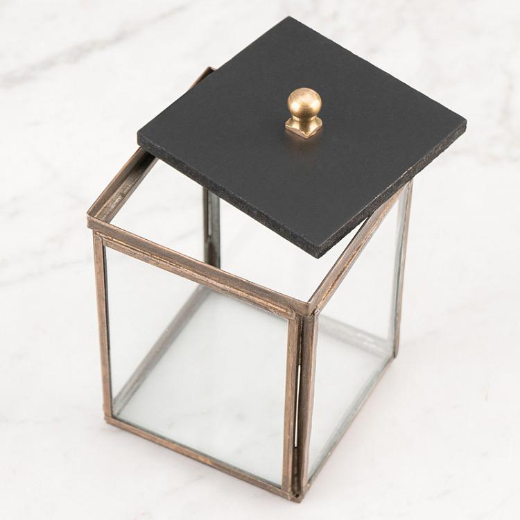 Стеклянная шкатулка с чёрной крышкой Ирма, S Irma Glass Box With Black Lid Small