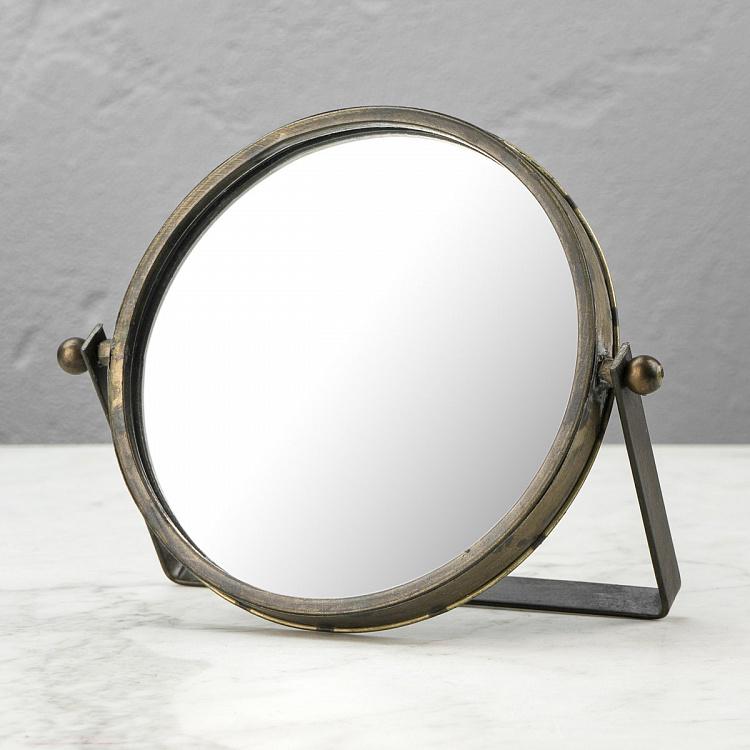 Aged Metal Round Mirror