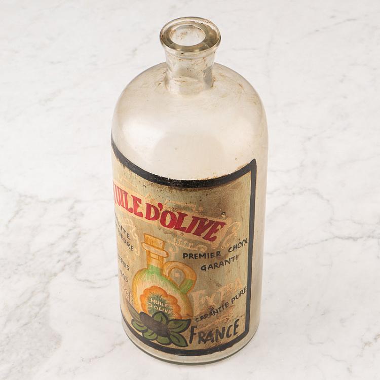 Раскрашенная вручную стеклянная бутыль для оливкового масла Handpainted Glass Bottle Huile D'Olive