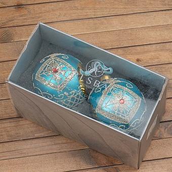Набор из 2-х ёлочных игрушек Set Of 2 Balls With A Windows Blue 10 cm