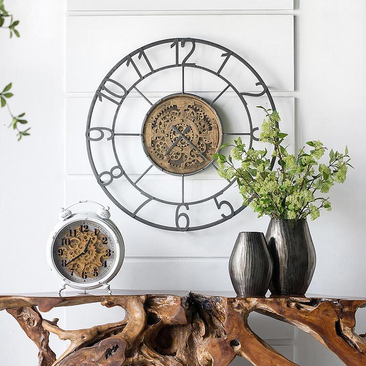 Настольные часы Классические с шестерёнками Classic White Table Clock With Gears