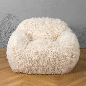 Кресло Snuggy Chair искусственный мех Mongolia Cream - ракурс 2