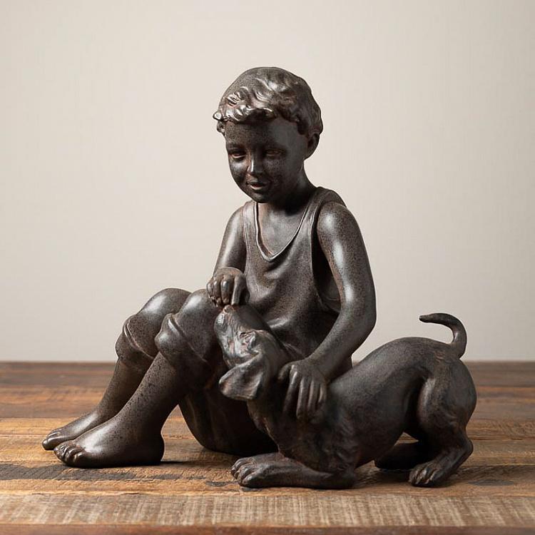 Seated Boy With Dog