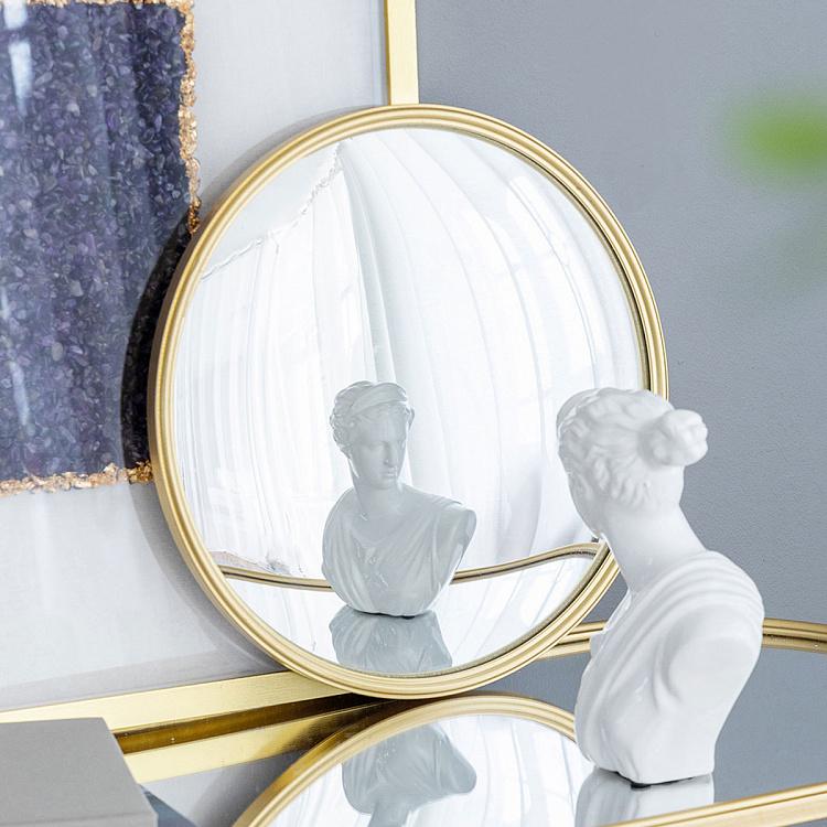 Круглое выпуклое зеркало в золотистой раме, L Gold Frame Convex Mirror Large