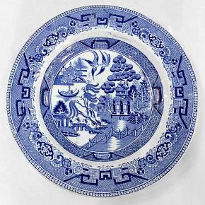 Vintage Plate Blue White Large discount3