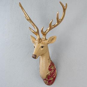 Ornamental Deer Head Wall Display Brown/Burgundy 83 cm