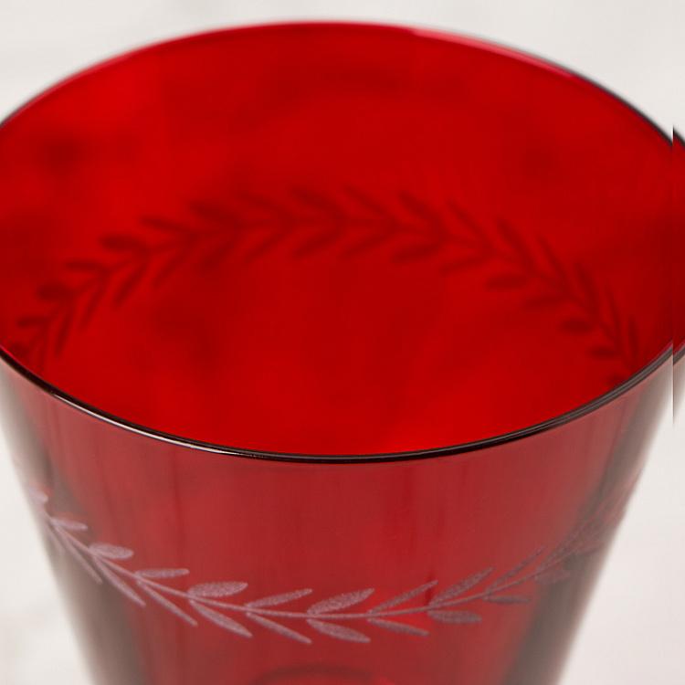 Красный бокал для вина с узором Листва Red Glass Leaf Cutting Wine