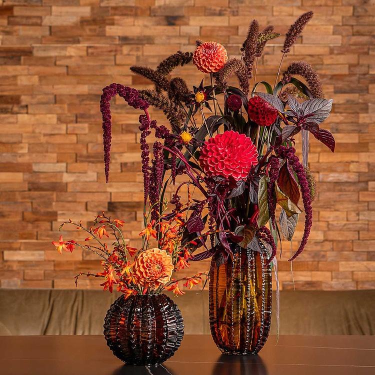 Ваза янтарного цвета Кактус, L Cactus Shape Amber Glass Vase Large