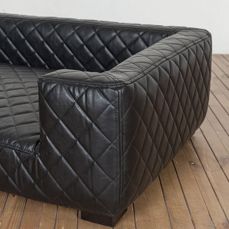 Чёрный диван для собак/кошек Эдоардо с прострочкой Бентли, M Edoardo Sofa Medium, Faux Leather Black