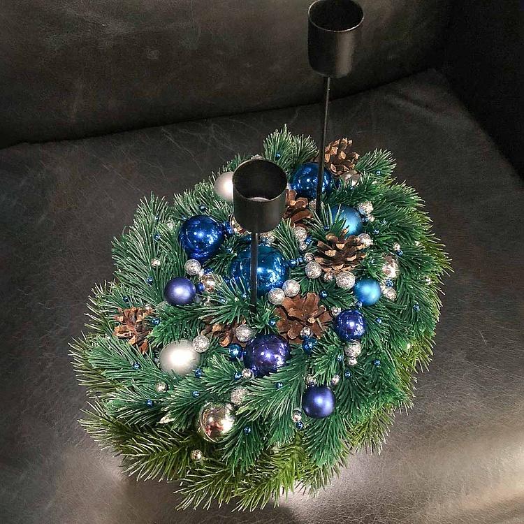 Высокий новогодний подсвечник на две свечи 2 New Year Candle Holder Double Tall 2