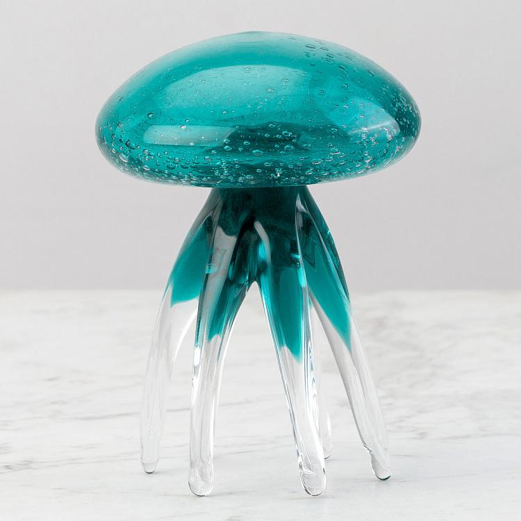 Статуэтка Стеклянная бирюзовая медуза, L Glass Turquoise Jellyfish Large