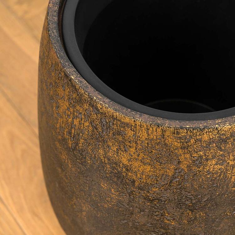 Кашпо Effectory Metal Bowl Rounded Pot Rough Gold Patina Small - ракурс 3