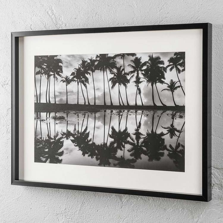 Фото-принт в чёрной раме Отражение пальм Palm Reflection, Black Box Frame