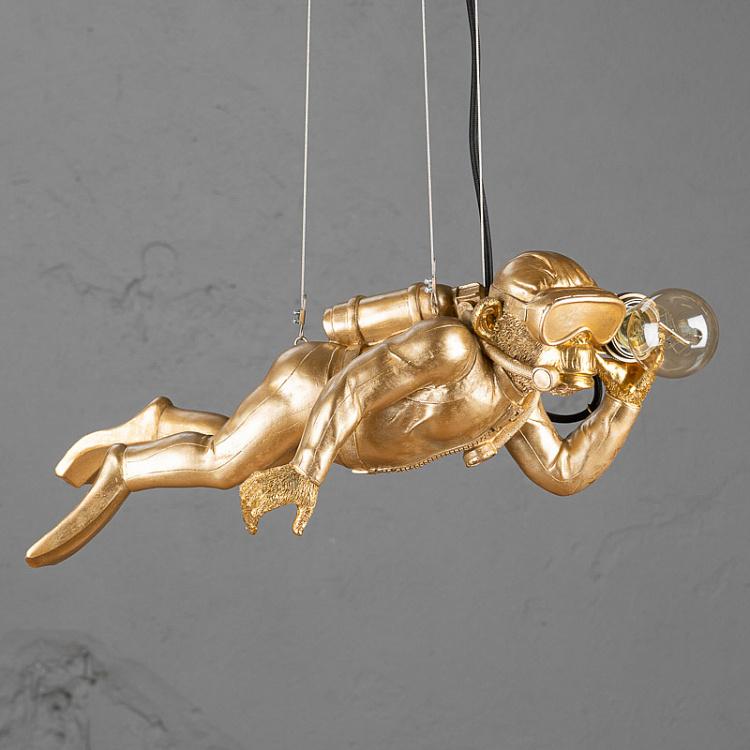 Подвесной светильник Дайвер Дэйв золотого цвета Ceiling Lamp Golden Diver Dave