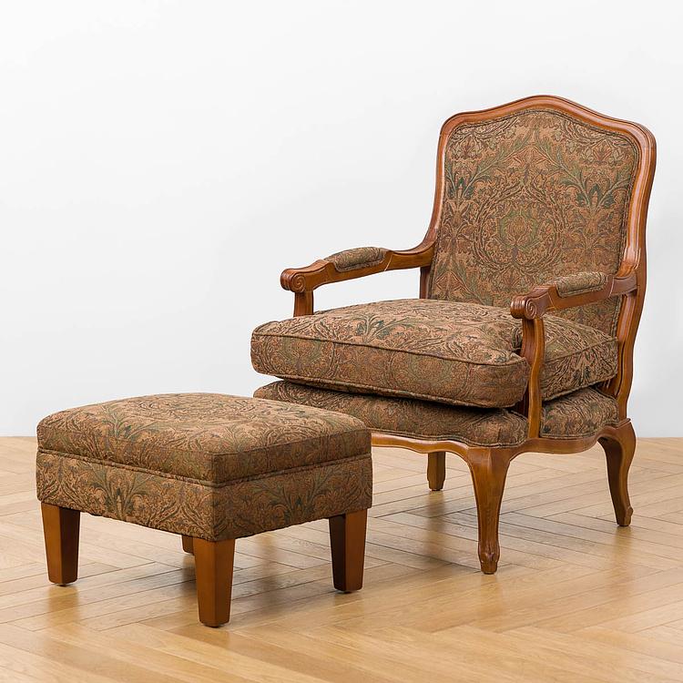 Кресло Marie Armchair, Oak Dark Amber вискоза и полиэстер Burnt Green Jacquard - ракурс 9
