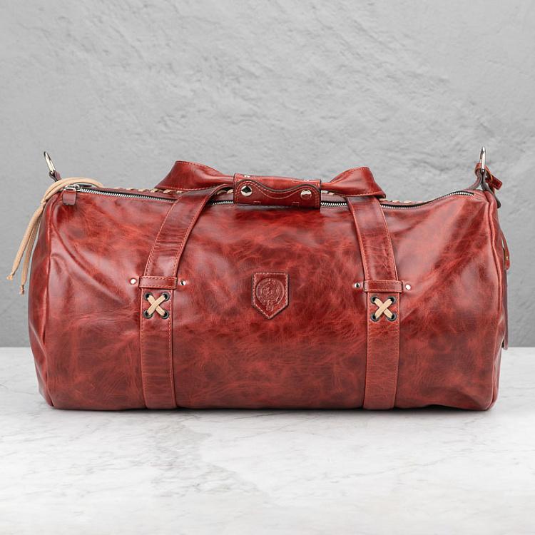 Рубиновая кожаная спортивная сумка-банан модель № 38 Sport Bag Model 38, Mogok Rubens