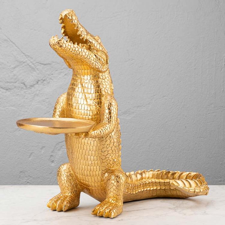 Подставка для мелочей и украшений Крокодил Морти Crocodile Morty With Tray Gold