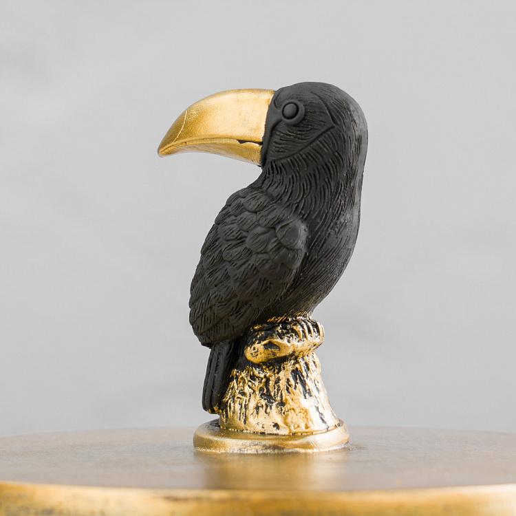 Шкатулка золотистая с туканом на крышке Golden Box With Toucan Lid