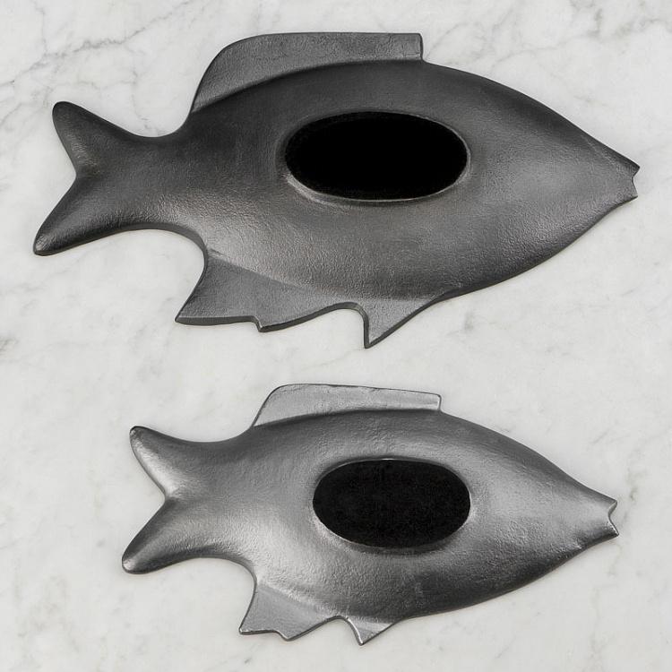 Набор из двух блюд Бронзовые рыбы Set Of 2 Fish Bronze Trays