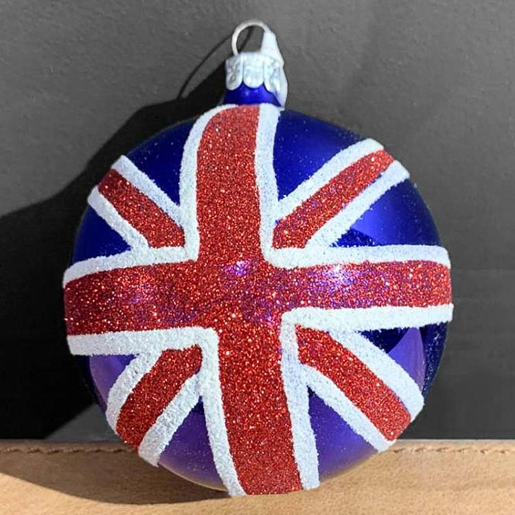 Glass British Flag Ball Blue 8 cm discount