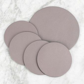 Набор из 5-ти подставок под стаканы Set Of 5 Round Coasters натуральная кожа Smoky