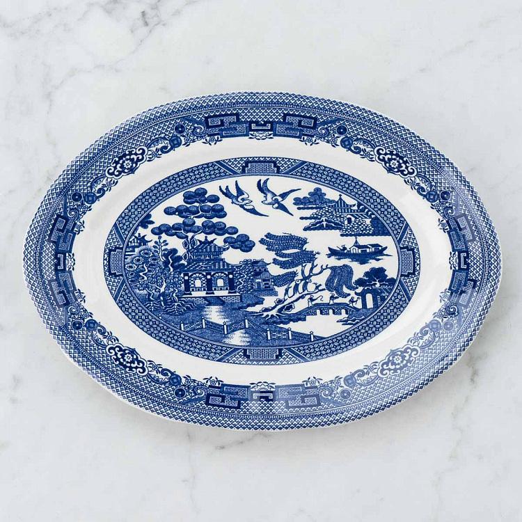 Овальная сервировочная тарелка Голубая ива, M Blue Willow Oval Serving Plate Medium