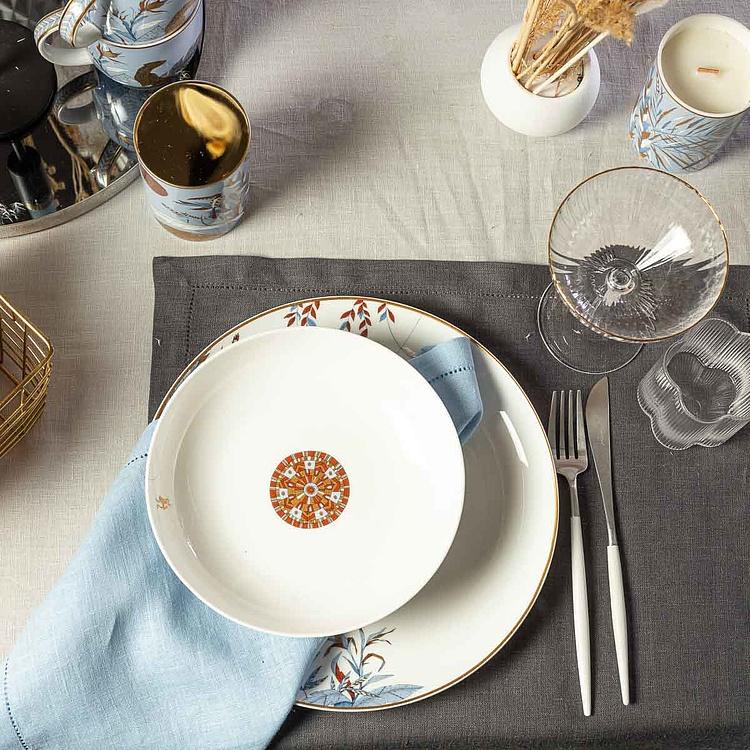 Голубая суповая тарелка с узором Африка Africa Soup Plate Pattern Blue