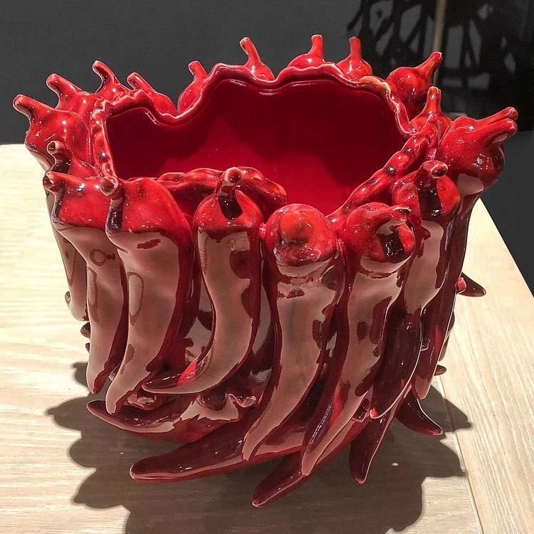 Красная ваза Перцы Чили, S дисконт Chili Bordeaux Red Vase Small discount