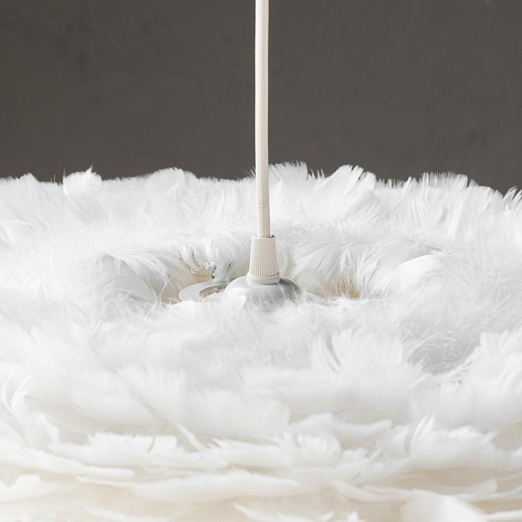 Подвесной светильник Эос Эстер, белые перья, белый провод, L Eos Esther Hanging Lamp White Feathers White Cord Large