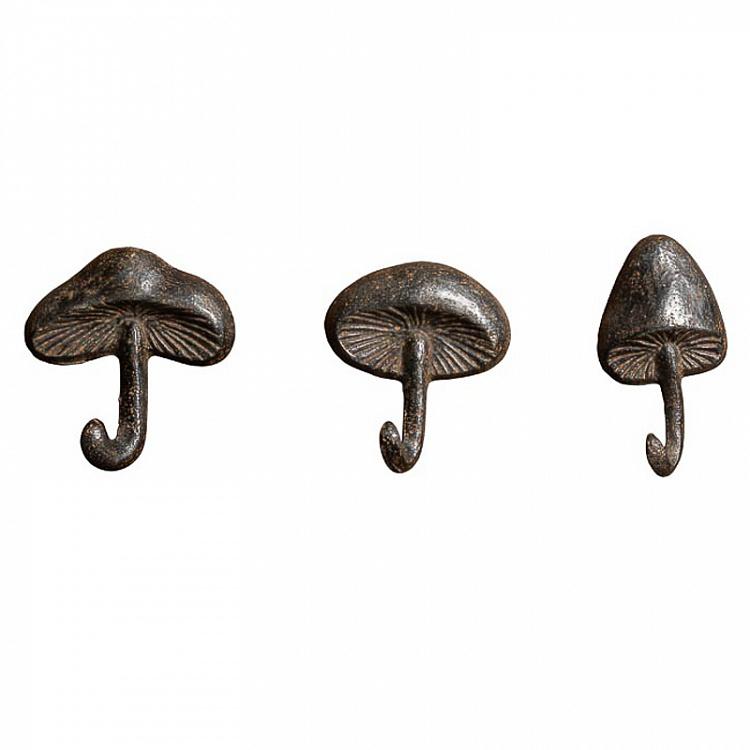 Набор из трёх крючков Грибы Set Of 3 Hooks Mushrooms Cast Iron