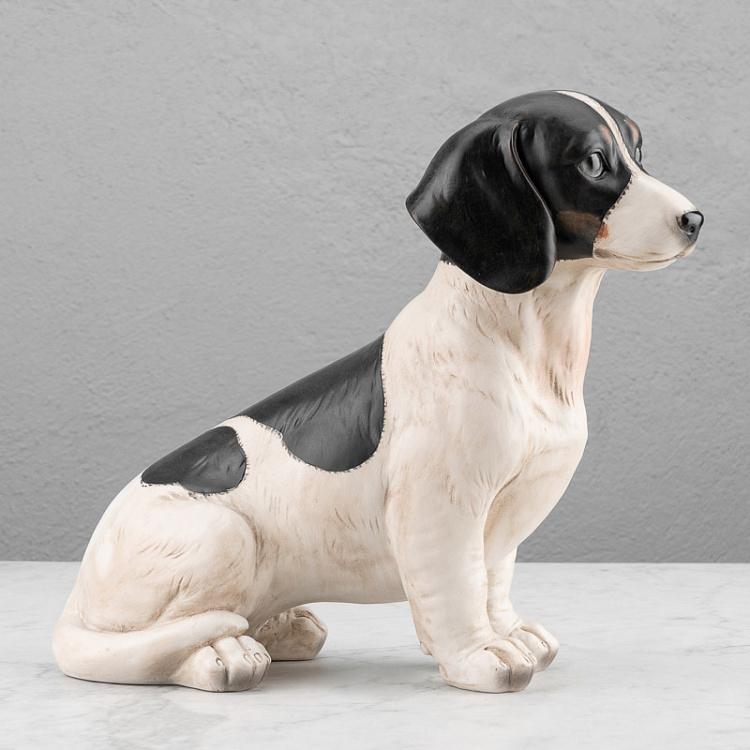 Статуэтка Сидящая чёрно-белая собака Sitting Dog Black And White