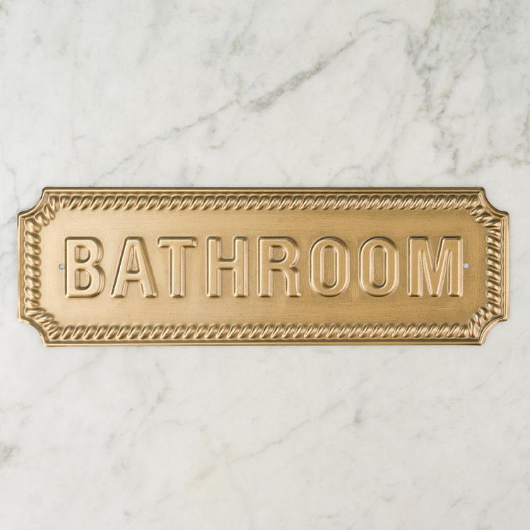 Металлическая табличка Ванная комната 2 Brass Sign Bathroom 2