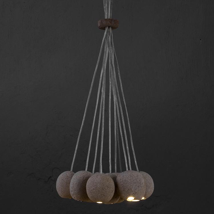 Подвесной светильник с 11-ью плафонами из гальки Ga031 Siqiniq 11 Pebble Chandelier Lamp