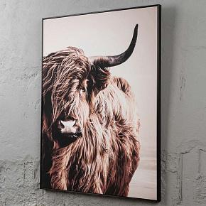 Canvas Picture With Brown Frame Highland