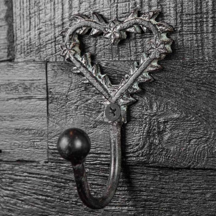 Крючок Сердце из состаренного железа, XS Mini Hook Heart Iron Antic