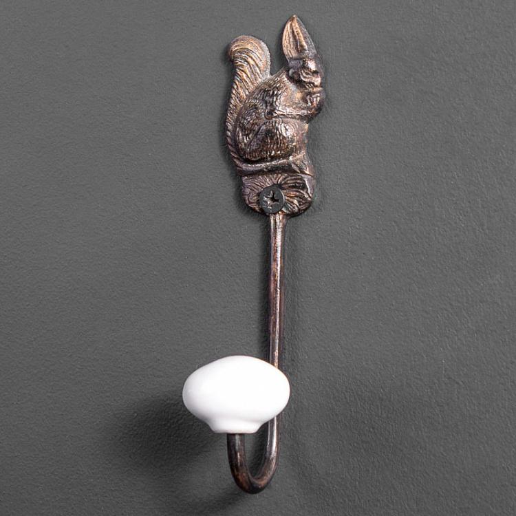 Однорожковый крючок Белка с бронзовым налетом Hook With Squirrel Bronze Patina